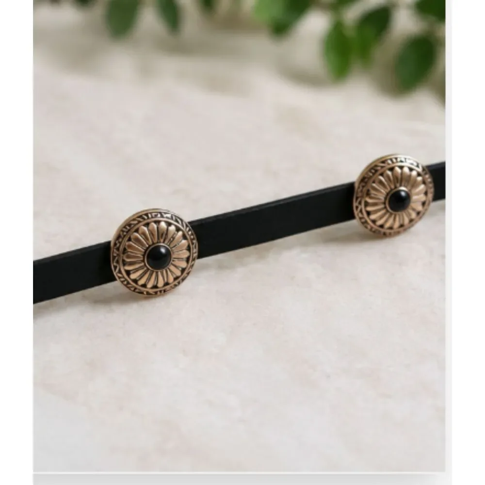 Lovers + Friends Black Leather Concho Belt Medium 38